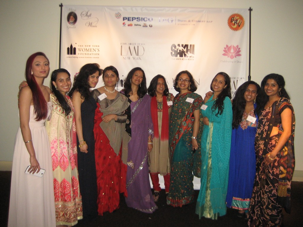 Monica Roy (far left), with Bithi Roy (fourth from right) and other celebrants at the Sakhi gala.