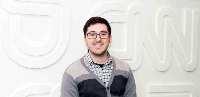 Frank Turano '14 began working as a webmaster and front-end developer at CNNMoney days after graduating from Adelphi.