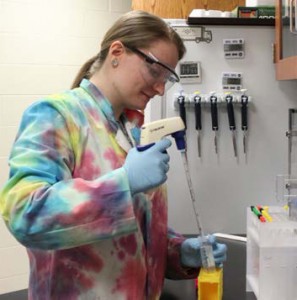 Tara Shea working in Dr. Stockman's lab